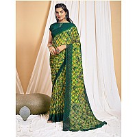 Jaanvi fashion Womens Fancy Chiffon Floral Printed Saree with Blouse Piece(star chiffon-125-25103-B)