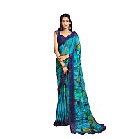 Jaanvi fashion Womens Fancy Chiffon Floral Printed Saree with Blouse Piece(star chiffon-125-25101-B)