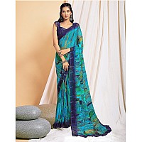 Jaanvi fashion Womens Fancy Chiffon Floral Printed Saree with Blouse Piece(star chiffon-125-25101-B)