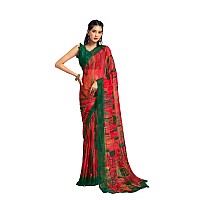 Jaanvi fashion Womens Fancy Chiffon Floral Printed Saree with Blouse Piece(star chiffon-125-25101-A)