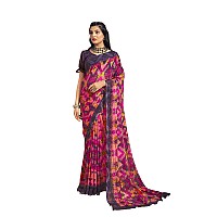 Jaanvi fashion Womens Fancy Chiffon Floral Printed Saree with Blouse Piece(star chiffon-125-25106-B)