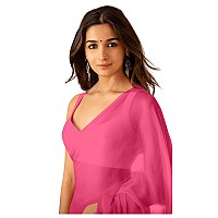 Sidhidata Womens Plain Pure Georgette Saree With Unstitched Blouse Piece Rocky Aur Rani Ki Prem Kahani Alia Bhatt Saree Baby