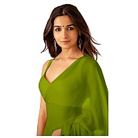 Sidhidata Womens Plain Pure Georgette Saree With Unstitched Blouse Piece Rocky Aur Rani Ki Prem Kahani Alia Bhatt Saree Mehen