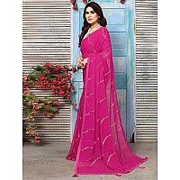 Satrani Womens Georgette Foil Printed & Lace Saree with Unstitched Blouse Piece (3184S2268NA_Rani Pink3)