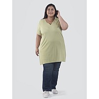 Cupid Womens Cotton Plus Size Plain Half Sleeves Long Top For Summer And Semi Summers With One Side Pocket For Ladies Solid Regu