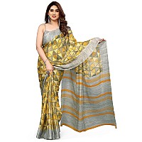 MIRCHI FASHION Womens Chiffon Geometric Printed Saree with Blouse Piece (39106-Yellow, Light Yellow)