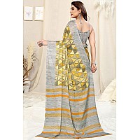 MIRCHI FASHION Womens Chiffon Geometric Printed Saree with Blouse Piece (39106-Yellow, Light Yellow)