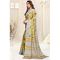 MIRCHI FASHION Womens Chiffon Geometric Printed Saree with Blouse Piece (39106-Yellow, Light Yellow)