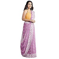 OISHANI SAREE GHOR Womens Traditional Bengal Cotton Silk Jamdani Saree Lavender