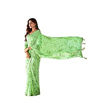 AKHILAM Womens Georgette Light Green Embellished Designer Saree With Blouse Piece SAADI1006SR