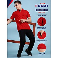 Lux Cozi Pack Of 2 Red And Ink Blue Regular Fit Half Sleeves Polo Neck Tshirt For Men Polo Casual Tshirt For Men 100 Combed