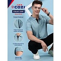 Lux Cozi Pack Of 2 Pale Green And Ink Blue Regular Fit Half Sleeves Polo Neck Tshirt For Men Polo Casual Tshirt For Men 100