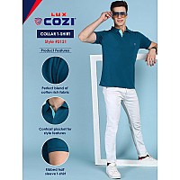 Lux Cozi Pack Of 2 Emerald And Sea Green Regular Fit Half Sleeves Polo Neck Tshirt For Men Polo Casual Tshirt For Men 100 C