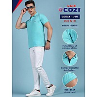 Lux Cozi Pack Of 2 Pool Blue And Sea Green Regular Fit Half Sleeves Polo Neck Tshirt For Men Polo Casual Tshirt For Men 100