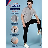 Lux Cozi Pack Of 2 Grey Melange And Mint Green Regular Fit Half Sleeves Polo Neck Tshirt For Men Polo Casual Tshirt For Men