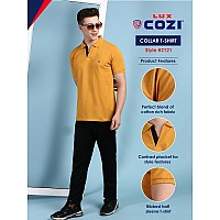 Lux Cozi Pack Of 2 Mustard And Sea Green Regular Fit Half Sleeves Polo Neck Tshirt For Men Polo Casual Tshirt For Men 100 C