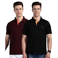 Lux Cozi Pack Of 2 Coffee And Black Regular Fit Half Sleeves Polo Neck Tshirt For Men Polo Casual Tshirt For Men 100 Combed