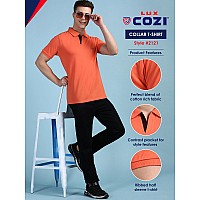 Lux Cozi Pack Of 2 Apricat And Sea Green Regular Fit Half Sleeves Polo Neck Tshirt For Men Polo Casual Tshirt For Men 100 C