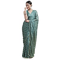 MIRCHI FASHION Womens Chiffon Foil Ethnic Motif Chevron Printed Saree with Blouse Piece 38993Grey