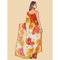 rangita Women Abstract Printed Chiffon Saree With Blouse Piece -Orange