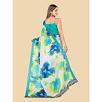 rangita Women Abstract Printed Designer chiffon Saree With Blouse Piece -Mint Green