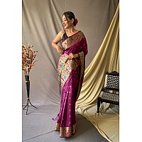 SGF11 Womens Paithani Soft Lichi Silk Kanjivaram Sarees With Blouse Piece Purple