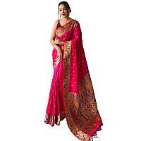 SGF11 Womens Paithani Soft Silk Kanjivaram Sarees With Blouse Piece Pink