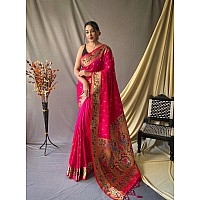 SGF11 Womens Paithani Soft Silk Kanjivaram Sarees With Blouse Piece Pink