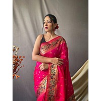 SGF11 Womens Paithani Soft Silk Kanjivaram Sarees With Blouse Piece Pink