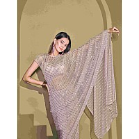 Womanista Womens Foil Embellished Lycra Ready to Wear Saree (TI4039_Pink)