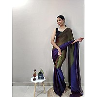 Khunshi creation Ready To Wear 1 Minit Saree New Printed Saree Georgette With Unstitched Blouse Piece (RCM:-243) (Green-Blue)