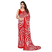 SICHI Womens Georgette Geometric Printed Saree with Unstitched Blouse Piece (3317S442N_Red)