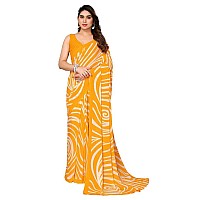 SICHI Womens Georgette Geometric Printed Saree with Unstitched Blouse Piece (3317S444N_Yellow)