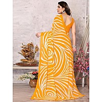 SICHI Womens Georgette Geometric Printed Saree with Unstitched Blouse Piece (3317S444N_Yellow)