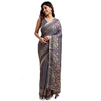 MIRCHI FASHION Womens Cotton Blend Floral Printed Saree with Blouse Piece 39392Dusty Purple RedGreen