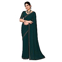 Satrani Womens Pure Georgette Saree (3321S164N_Dark Green)