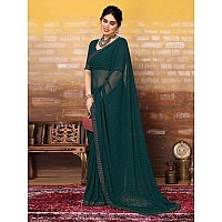 Satrani Womens Pure Georgette Saree (3321S164N_Dark Green)