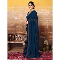 Satrani Womens Pure Georgette Saree (3321S161N_Teal Blue)