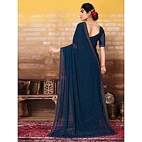 Satrani Womens Pure Georgette Saree (3321S161N_Teal Blue)