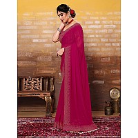 SIRIL Womens Hot Fixing Georgette Saree with Unstitched Blouse Piece 3320S151Rani Pink