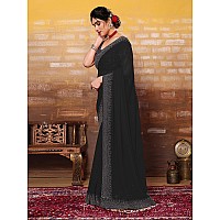 SIRIL Womens Hot Fixing Georgette Saree with Unstitched Blouse Piece 3320S153Black