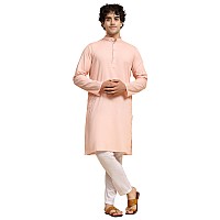 SKAVIJ Mens Casual Cotton Solid Kurta Pajama Set, Regular Fit Traditional Ethnic Wear for Comfort and Style Pink, XL