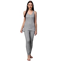 Wearslim Womens Cotton Thermal Underwear Set Thermal Sleeveless Camisole And Pant Set Round Neck Tank Tops Bottom Soft Warmer