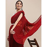 Amazon Brand - Anarva women Bandhani sarees for women with georgette saree Unstitched Blouse Piece (Crush_Bandhani_Red)