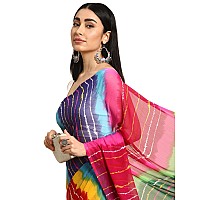 RANI SAAHIBA Womens Chiffon Lehriya Printed Saree Without Blouse SKR11126Multi