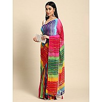 RANI SAAHIBA Womens Chiffon Lehriya Printed Saree Without Blouse SKR11126Multi