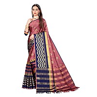 GRECIILOOKS Womens Cotton Silk Casual Saree For Women Pink