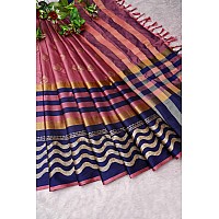 GRECIILOOKS Womens Cotton Silk Casual Saree For Women Pink