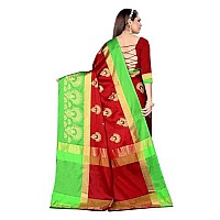 Leriya Fashion Saree for Women Cotton Silk Traditional Print Golden Zari Designer Rich Border with UnStitched Blouse Piece