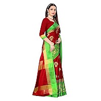 Leriya Fashion Saree for Women Cotton Silk Traditional Print Golden Zari Designer Rich Border with UnStitched Blouse Piece